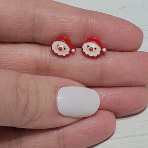 Tiny Christmas Santa Earrings, Christmas Santa Studs, Santa Studs, Christmas Stud Earrings, Christmas Earrings Santa, Santa Earrings Studs image 3