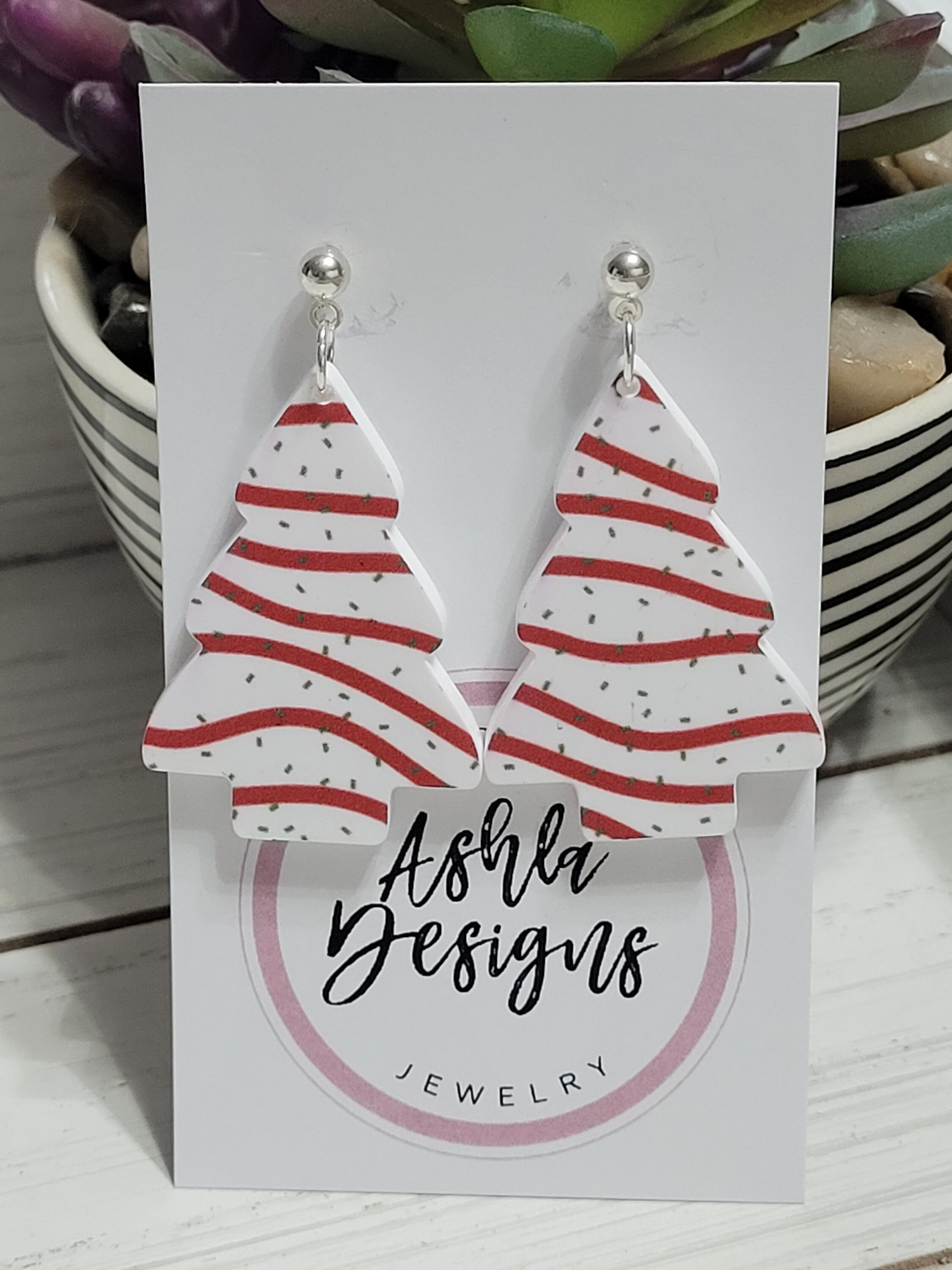 Christmas Tree Cake Earrings, Christmas Tree Snack Cake Earrings, Tree Cake Earrings, Snack Cake Earrings, Christmas Tree Cake Studs Acrylic