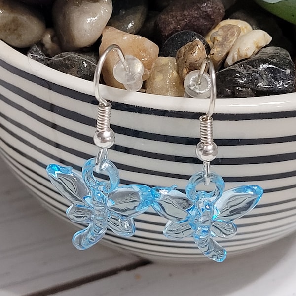 Light Blue Dragonfly Earrings