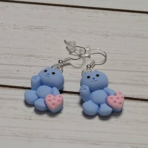 Blue Cat Earrings, Blue Kitty Earrings, Cat Love Earrings, Blue Cat Jewelry, Dangle Cat Earrings, Drop Cat Earrings, Cute Kitty Earrings