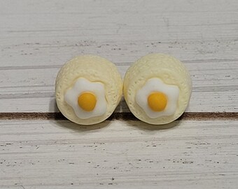 Egg Cake Stud Earrings, Dessert Earrings, Egg Cake Earrings, Cake Dessert Earrings, Egg Cake Studs