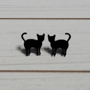 Black Cat Stud Earrings, Black Cat Earrings, Cat Studs, Cat Posts, Black Cat Halloween Studs, Black Cat Studs, Halloween Earrings