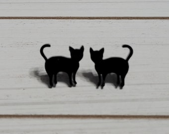 Black Cat Stud Earrings, Black Cat Earrings, Cat Studs, Cat Posts, Black Cat Halloween Studs, Black Cat Studs, Halloween Earrings