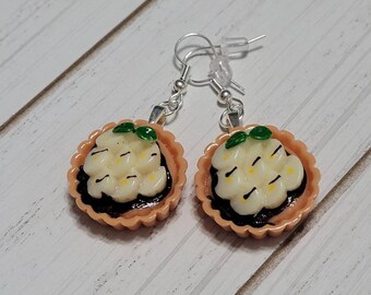 Large Banana Pie Earrings, Banana Pie Dangle Earrings, Banana Pie Drop Earrings, Dessert Earrings, Chocolate Pie Earrings