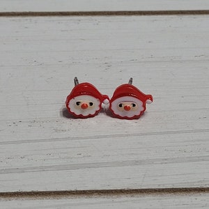 Tiny Christmas Santa Earrings, Christmas Santa Studs, Santa Studs, Christmas Stud Earrings, Christmas Earrings Santa, Santa Earrings Studs image 1