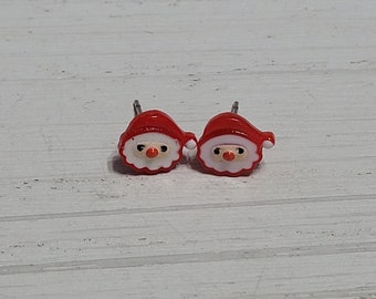 Tiny Christmas Santa Earrings, Christmas Santa Studs, Santa Studs, Christmas Stud Earrings, Christmas Earrings Santa, Santa Earrings Studs