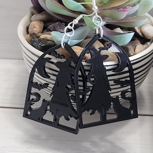 Acrylic Witch Earrings, Witch Dangle Earrings, Witch Silhouette Earrings, Halloween Witches Earrings, Novelty Earring, Halloween Earrings