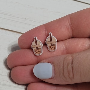 Iced Coffee Earrings, Boba Coffee Earrings, Iced Latte Earrings, Coffee Stud Earrings, Coffee Gift, Iced Coffee Earrings, Iced Coffee Studs