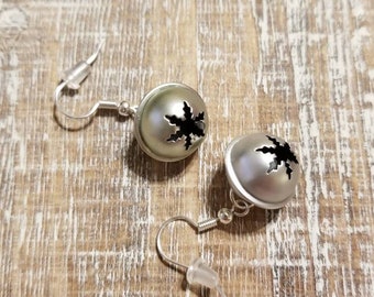 Bright Silver Matte Christmas Bell Earrings, Silver Bell Earrings