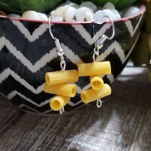 Tiny Macaroni Earrings, Noodle Earrings, Spaghetti Earrings, Fake Food Earrings, Fake Noodle Earrings