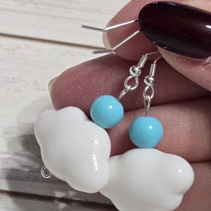 Cloud Earrings, Cloud Charm Earrings, Cloud Dangle Earrings, Cloud Drop Earrings, Glass Cloud Earrings, Gender Reveal Earrings, Weather Drop