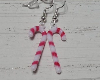 Red and White Candy Cane Earrings, Candy Cane Earrings, Candycane Earrings