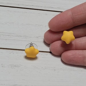 Yellow Star Earrings, Yellow Star Studs, Yellow Star Post Earrings, Yellow Star Stud Earrings, Stud Earrings Stars, Gamer Earrings image 2