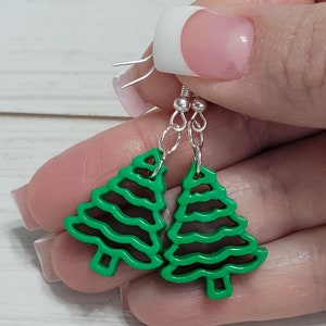 Small Green Christmas Tree Earrings, Christmas Tree Dangle Earrings, Christmas Earrings, Stocking Stuffers, Christmas Gifts for Her
