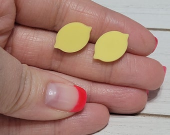 Lemon Studs, Lemon Stud Earrings, Lemon Fruit Studs, Lemon Fruit Earrings, Fruit Earrings Lemons, Summer Earrings, Summer Studs