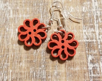 Red Orange Flower Earrings