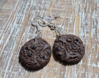 Chocolate Cookie Earrings,  Chocolate Cookie Charm Earrings