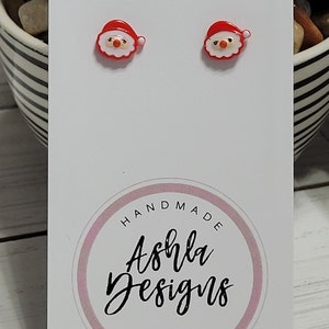 Tiny Christmas Santa Earrings, Christmas Santa Studs, Santa Studs, Christmas Stud Earrings, Christmas Earrings Santa, Santa Earrings Studs image 2