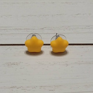 Yellow Star Earrings, Yellow Star Studs, Yellow Star Post Earrings, Yellow Star Stud Earrings, Stud Earrings Stars, Gamer Earrings image 1