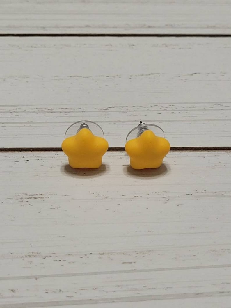 Yellow Star Earrings, Yellow Star Studs, Yellow Star Post Earrings, Yellow Star Stud Earrings, Stud Earrings Stars, Gamer Earrings image 1