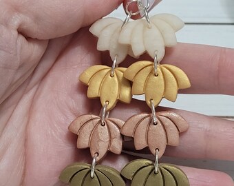 Long Dangle Fall Earrings, Long Fall Earrings Dangle, Long Clay Fall Earrings, Fall Leaf Earrings, Leaf Earrings Fall Colors