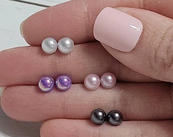 Tiny Pearl Studs, Faux Pearl Studs, Pearl Stud Earrings, Pearl Earrings, 6mm Pearl Stud Earrings, 6mm Hypoallergenic Pearl Earrings - 1 Pair