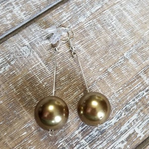 Long Gold Ball Earrings, Gold Drop Earrings, Gold Dangle Earrings, Gold Drop Ball Earrings, Gold Bubblegum Bead Earrings, Gold Ball Dangle