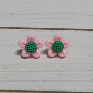 Large Pink Flower Stud Earrings, Pink Flower Post Earrings, Pink Flower Earrings, Pink Flower Studs, Flower Earrings Pink, Flower Studs Pink