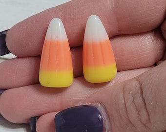 Large Halloween Candy Corn Stud Earrings, Candy Corn Earrings, Candy Corn Studs, Halloween Candy Earrings, Halloween Earrings