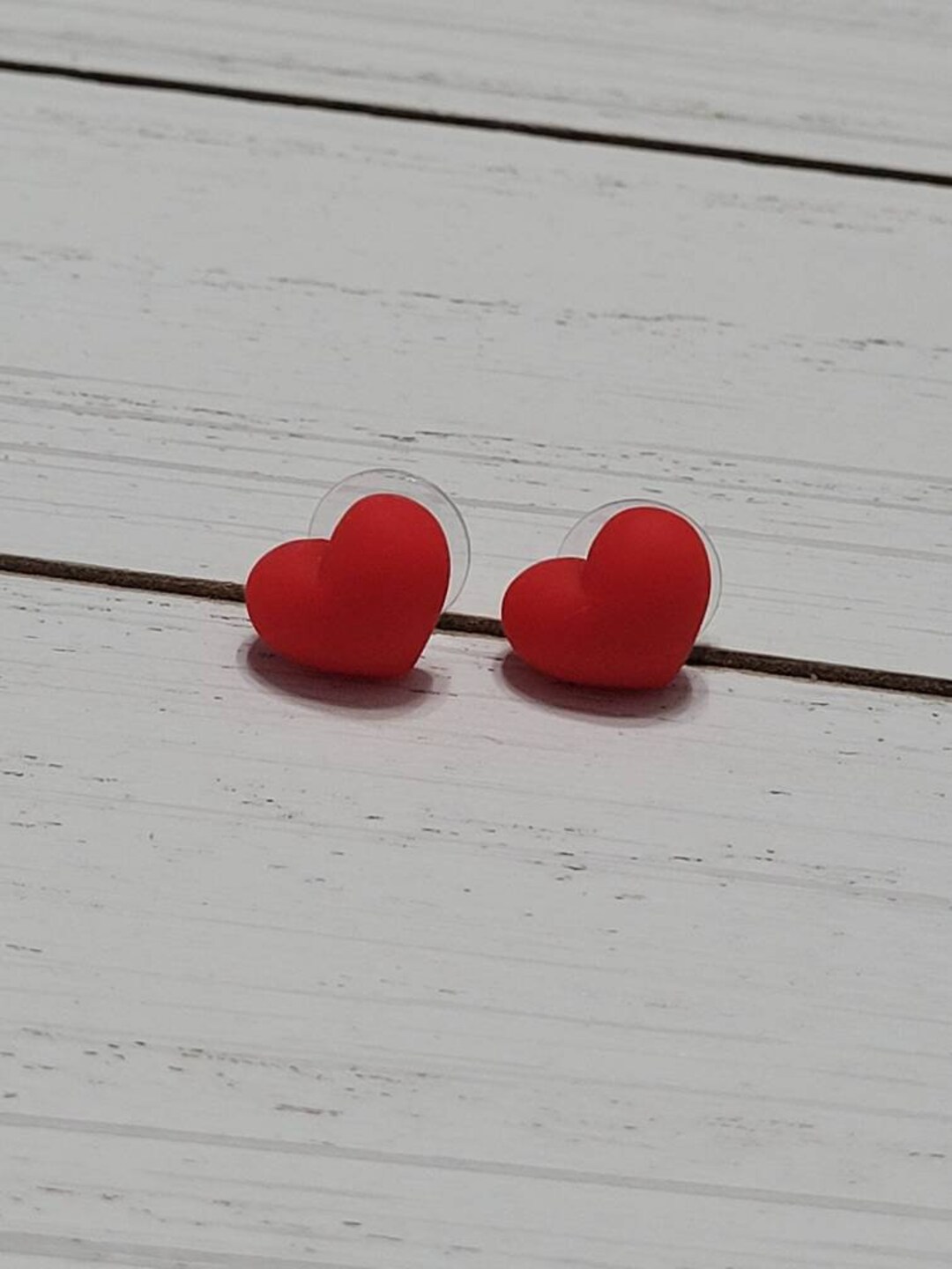 Red Heart Stud Earrings, Red Heart Post Earrings, Red Heart Studs, Red Heart Posts, Valentine