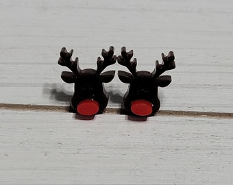 Reindeer Stud Earrings, Christmas Stud Earrings, Reindeer Earrings, Christmas Reindeer Earrings, Stocking Stuffers, Christmas Studs, Rudolph