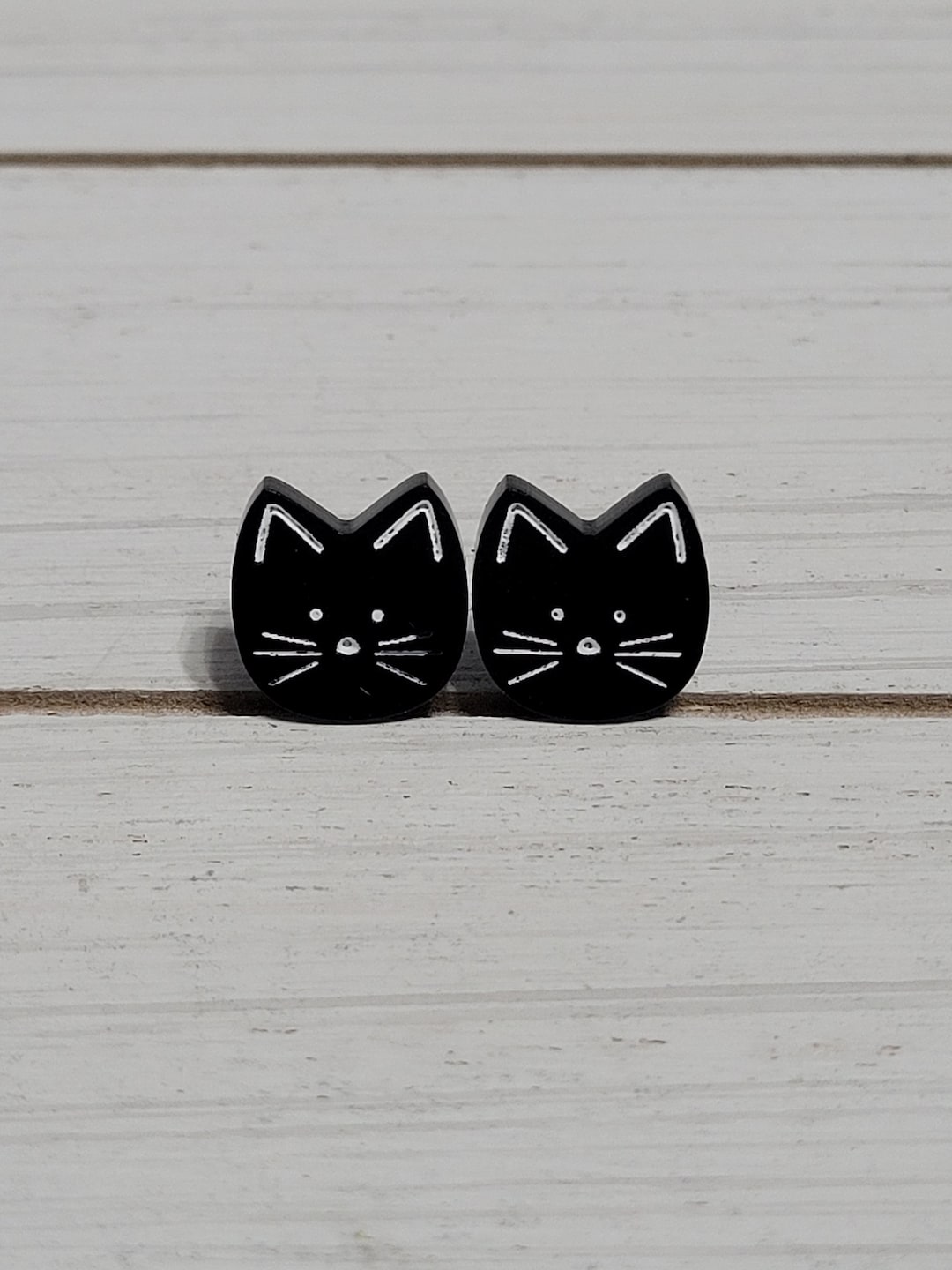 Black Cat Stud Earrings, Black Cat Earrings, Cat Studs, Cat Posts, Black Cat Halloween Studs