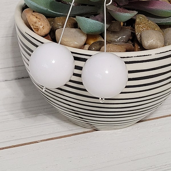 Large White Drop Ball Earrings, Statement Earrings, Gumball Earrings, Bubblegum Earrings