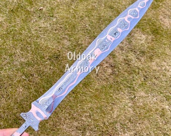 22” Copper Damascus Handmade Sword Blank Blade | Custom Forged Knife Making Steel