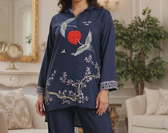 Selene Blue Matching Co-ord Set - Customized Fit (Made to order)