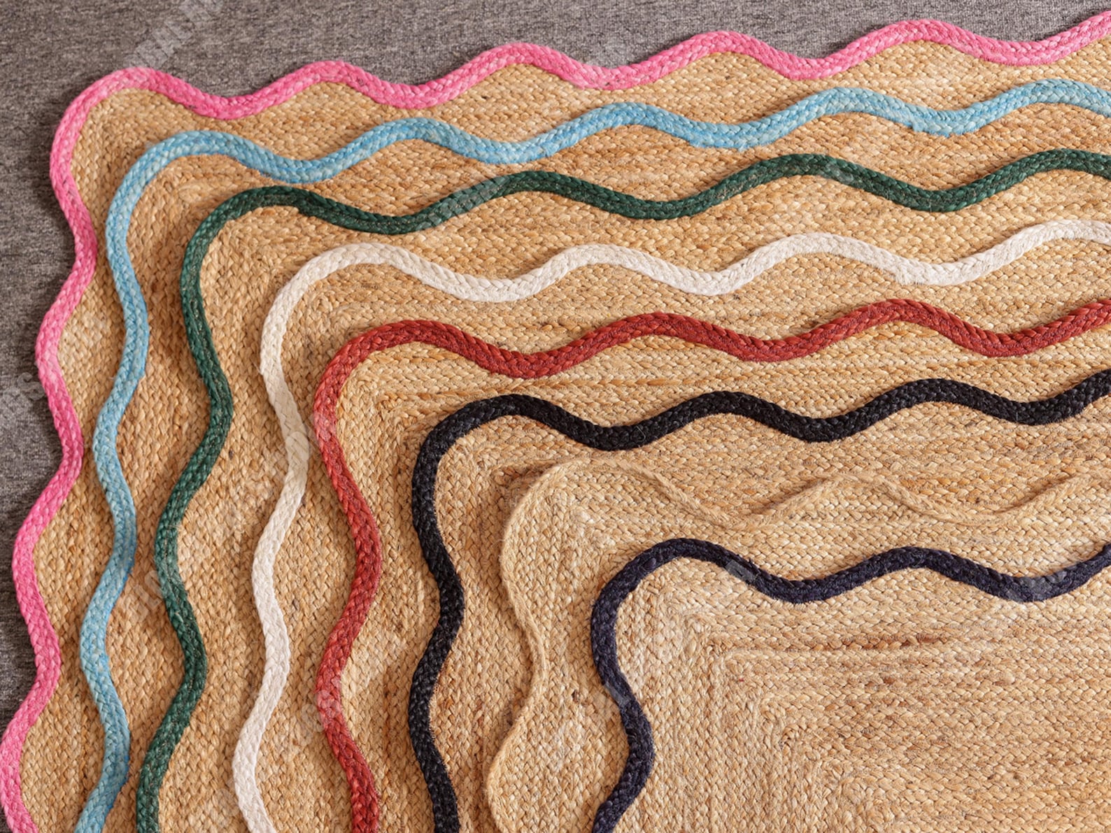 Wave Edge Rug Scalloped Jute Rug,every Color Scallop Rug,wave Edge Rug,natural Jute ...