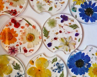Pressed Flower Car Coasters | Car Accessories | Flower Coaster Set | Car Cupholder | Coaster Set | Car Gadgets | Cute Car Accessories