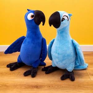Rio Blue Macaw Plush Toy 30cm – Blu & Jewel Inspired Parrot Plushie, Soft Bird Plush, Brazil Movie Cartoon Toy, Cute Kids Gift