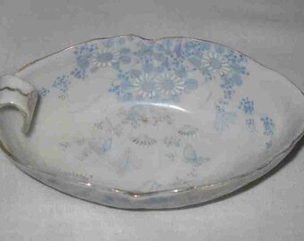 Neat Vintage 6" X 3 1/4" Thumb Bowl Blue Flowers