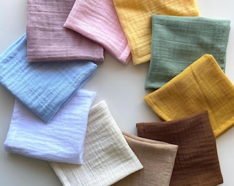 Set of 4 Organic Muslin Handkerchiefs | Double Gauze Soft Cotton Hankies