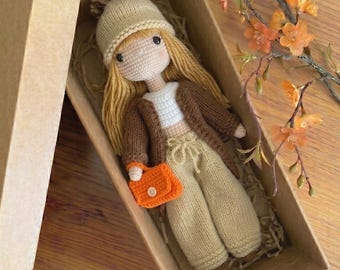 Organic Crochet Doll Harper: Handmade Amigurumi Toy, Boho Nursery Decor, Heirloom