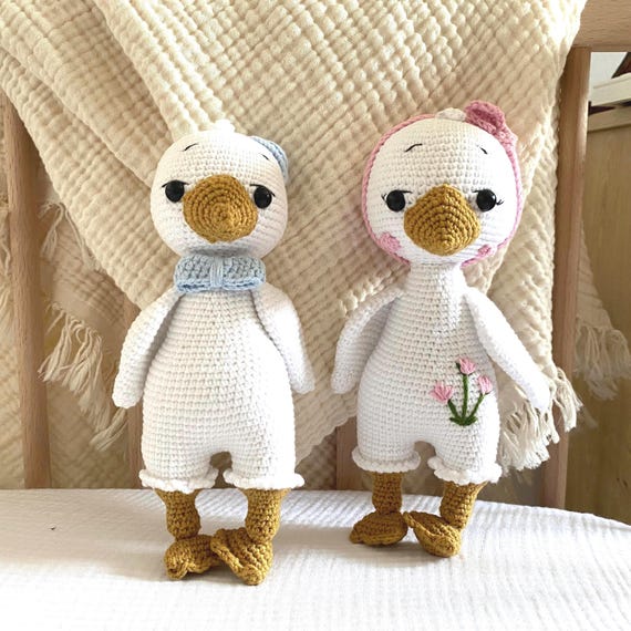 Handmade Crochet Goose Amigurumi Doll: Organic Cotton - Birthday Gift - Baby Shower Gift - Nursery Decor