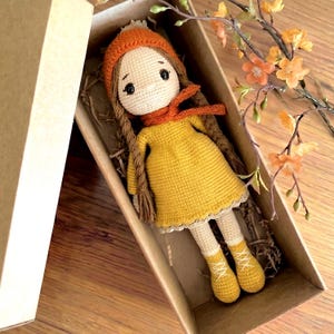 Organic Crochet Doll Amber, Handmade Amigurumi Toy, Boho Nursery Decor, Heirloom