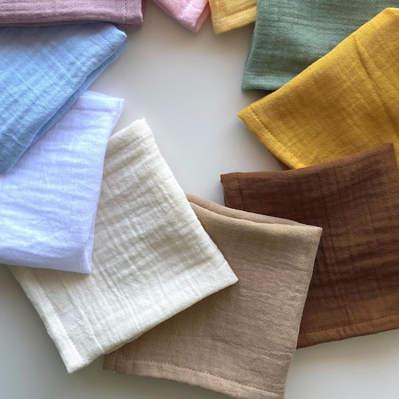 Organic Muslin Handkerchiefs | Double Gauze Soft Cotton Hankies, Cloth Napkins