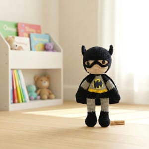 Handmade Organic Cotton Crochet Superhero Amigurumi Doll: Birthday gift