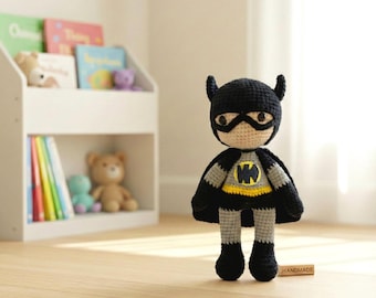 手作りオーガニックコットンかぎ針編みスーパーヒーローあみぐるみ人形：誕生日プレゼント