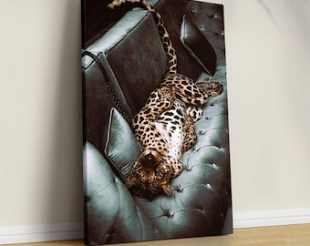 Vintage Leopard Canvas Print, Luxury Fashion Poster