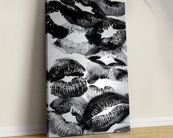 Kiss Lips Print, Funky Retro Home Decor, Bedroom Wall Art