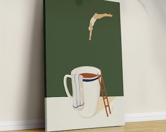Coffee Diver Poster, Funny Gift for Kitchen Decor