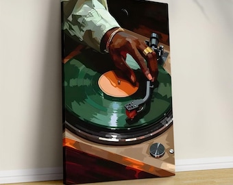 Black Man DJ Art Painting, poster vinylplaten platenspeler